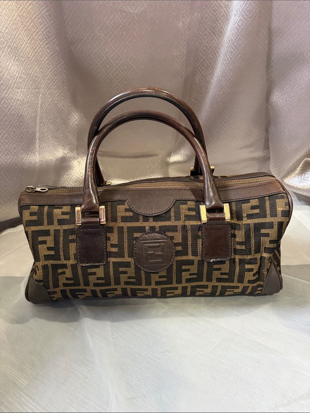 Designer-Style Brown Monogram Satchel Bag